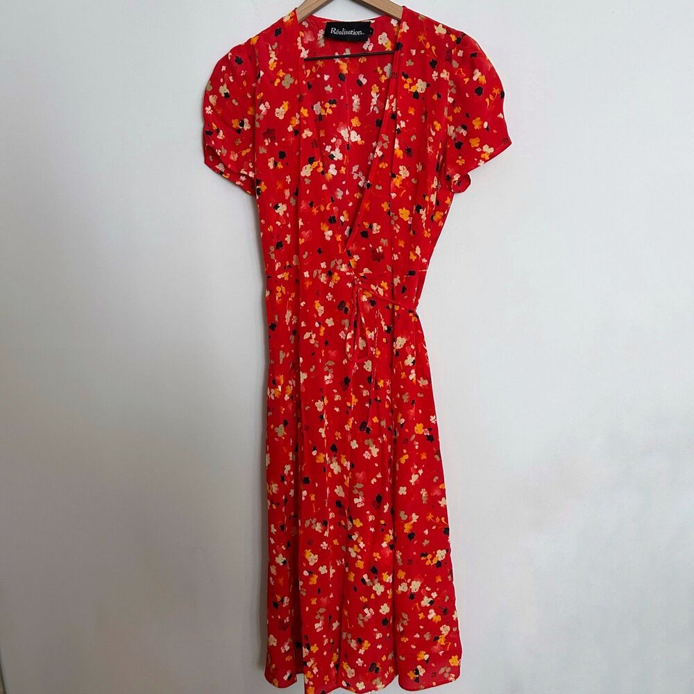 Realisation Par The Teale in Rouge Fleur 100% Silk Dress Size Large